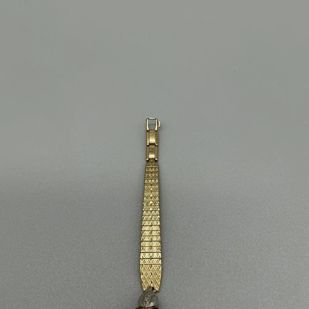 Vintage Caravelle Womens Watch 14mm Champagne Gold Tone Bracelet Diamond Manual